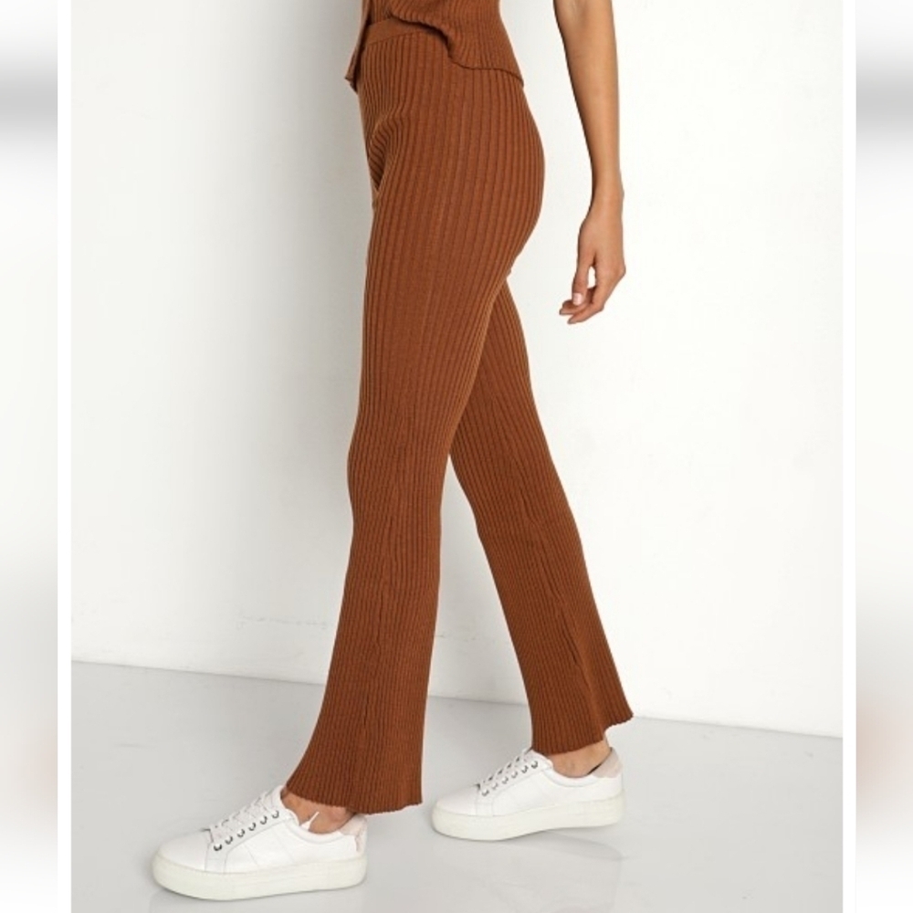 Callahan Trish Rib Knit Pant Rootbeer Size Large - Picture 2 of 6